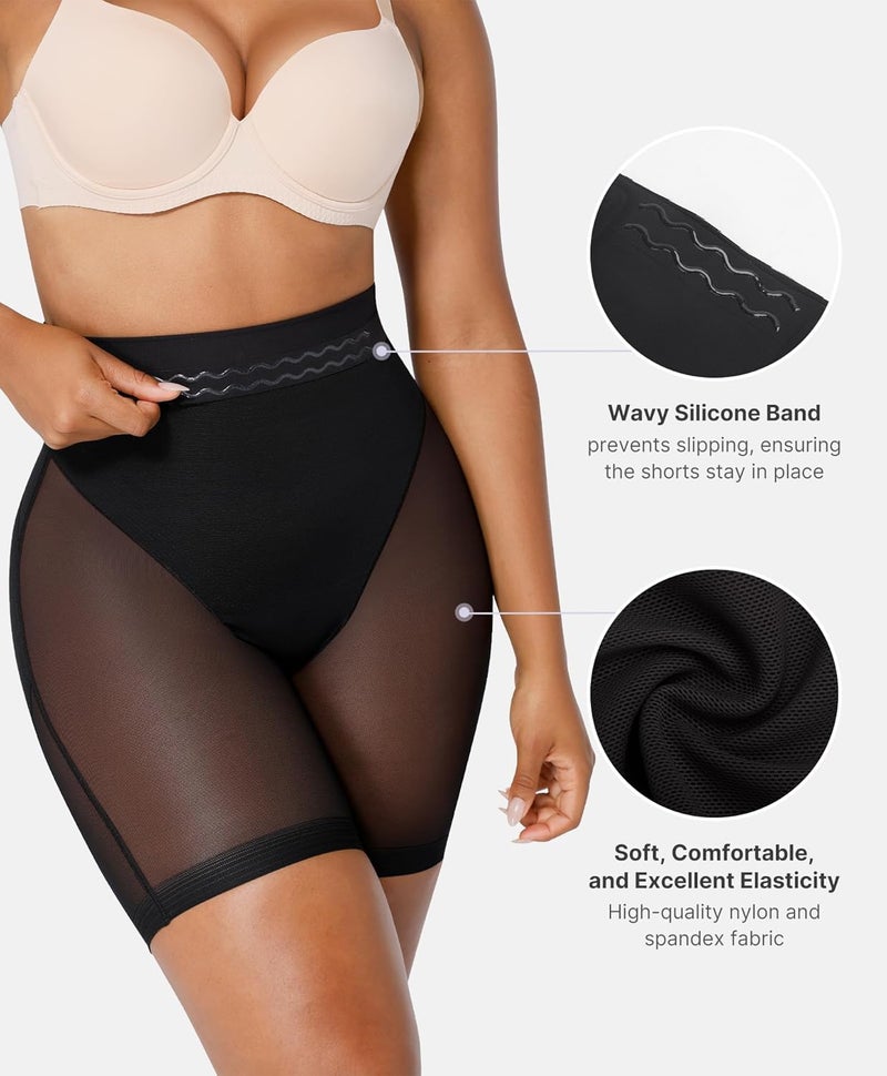 SHAPELLX Shapewear Tummy Control Waist Cincher Girdle Butt Lifting Shapewear Plus Size Seamless Body Shaper Shorts Black - Image 4